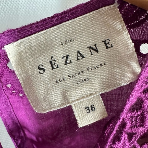 Sezane Elsa Embroidered Eyelet Top Size 36 US 4 Small - Picture 3 of 9